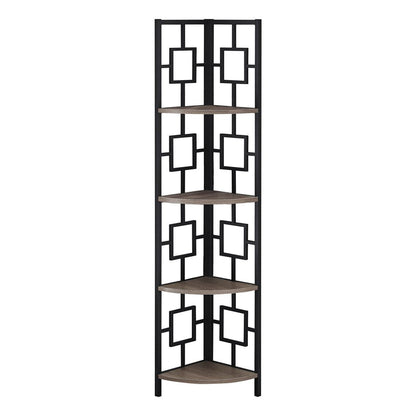 62" Dark Taupe Metal Corner Bookcase HomeRoots