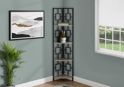 62" Dark Taupe Metal Corner Bookcase HomeRoots