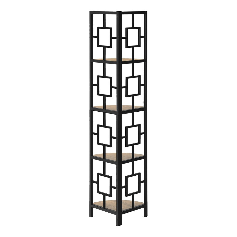 62" Dark Taupe Metal Corner Bookcase HomeRoots