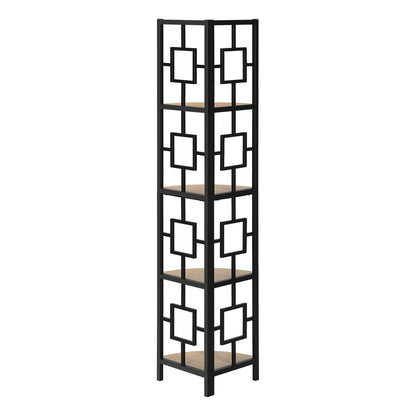 62" Dark Taupe Metal Corner Bookcase HomeRoots
