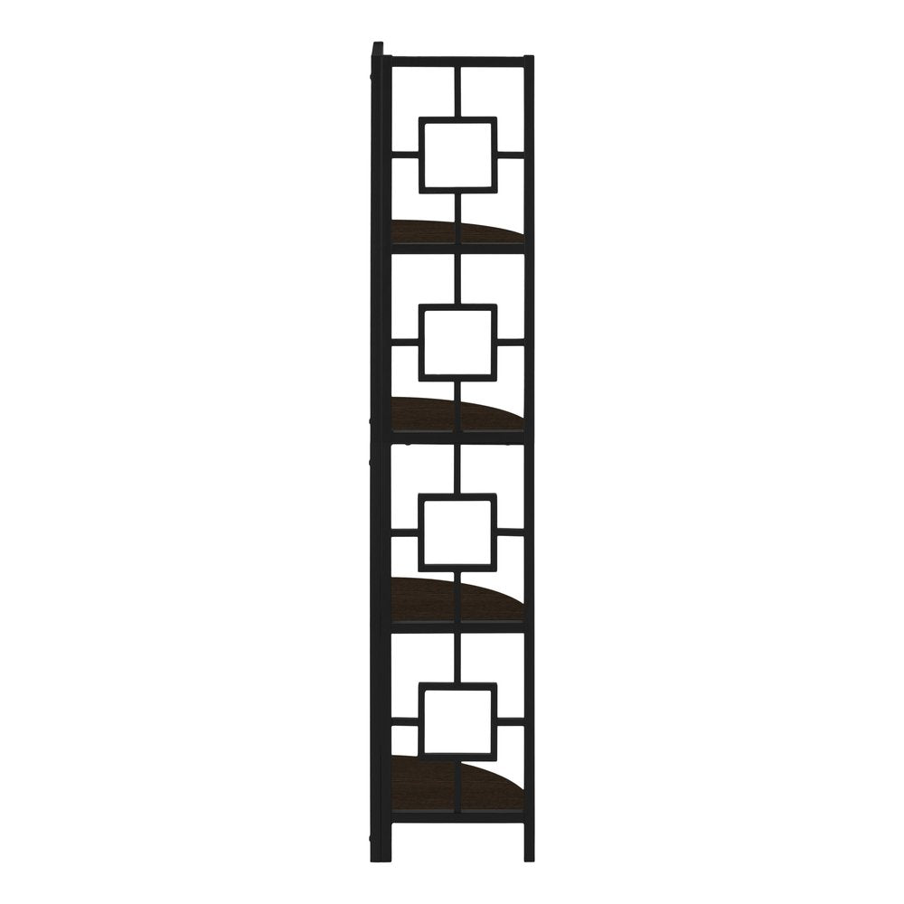 62" Espresso Metal Corner Bookcase HomeRoots