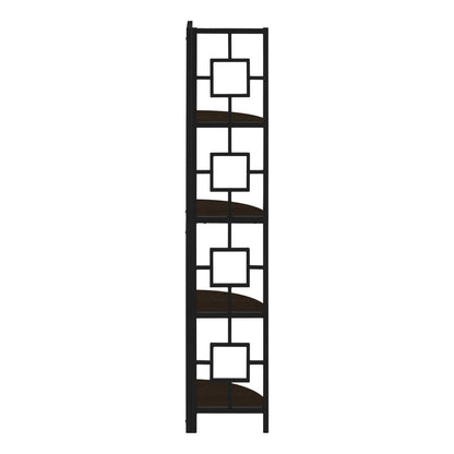 62" Espresso Metal Corner Bookcase HomeRoots