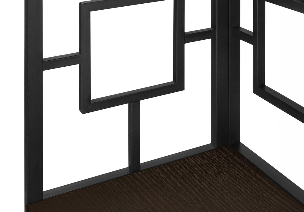 62" Espresso Metal Corner Bookcase HomeRoots