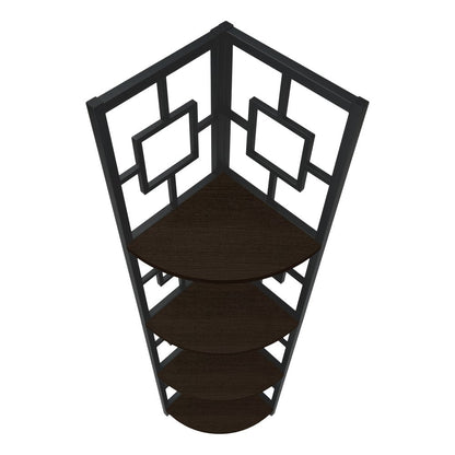 62" Espresso Metal Corner Bookcase HomeRoots