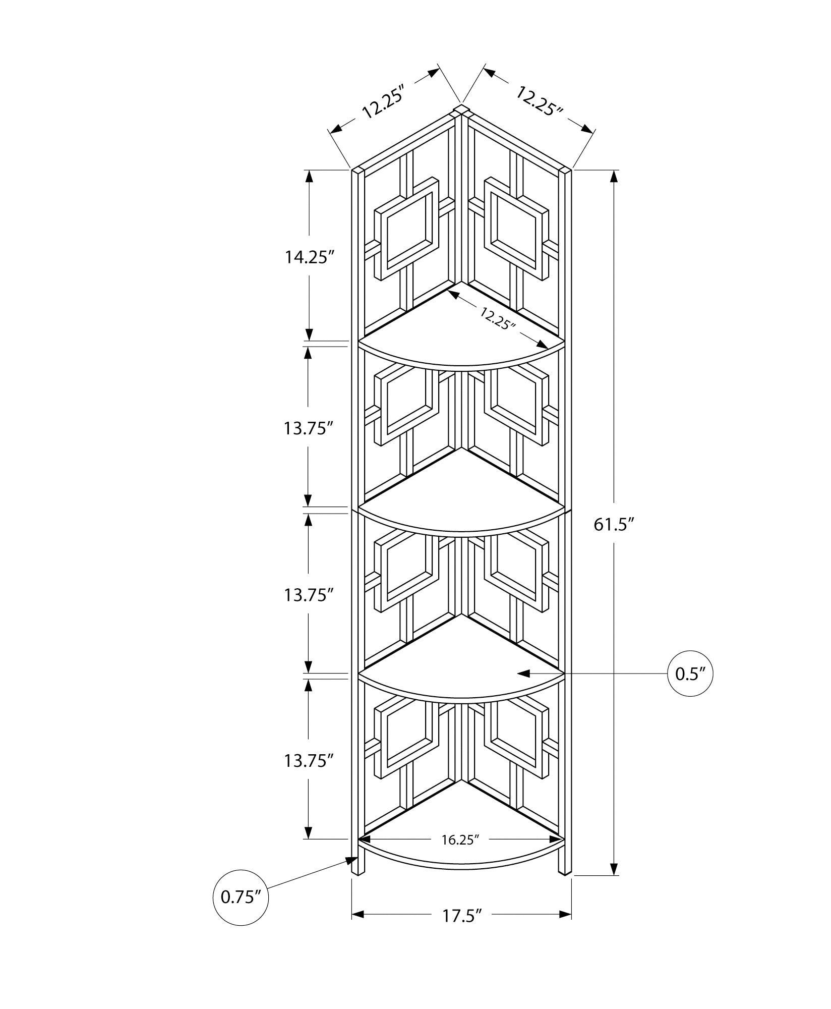 62" Espresso Metal Corner Bookcase - FurniFindUSA