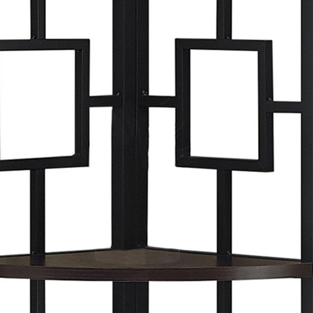 62" Espresso Metal Corner Bookcase HomeRoots
