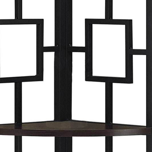 62" Espresso Metal Corner Bookcase HomeRoots