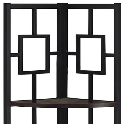 62" Espresso Metal Corner Bookcase HomeRoots