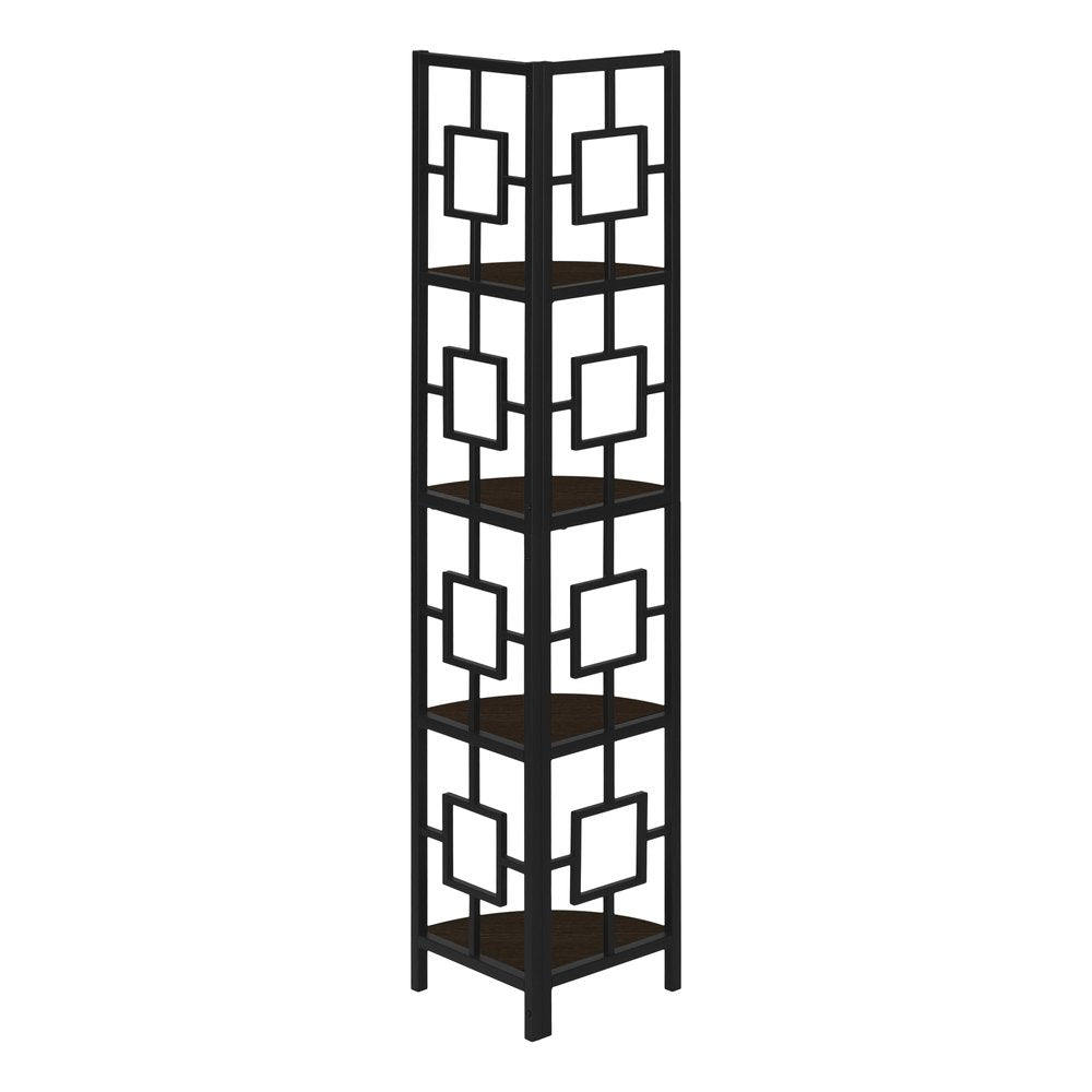 62" Espresso Metal Corner Bookcase HomeRoots