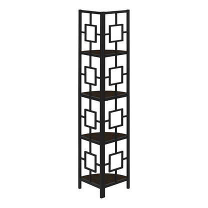 62" Espresso Metal Corner Bookcase HomeRoots