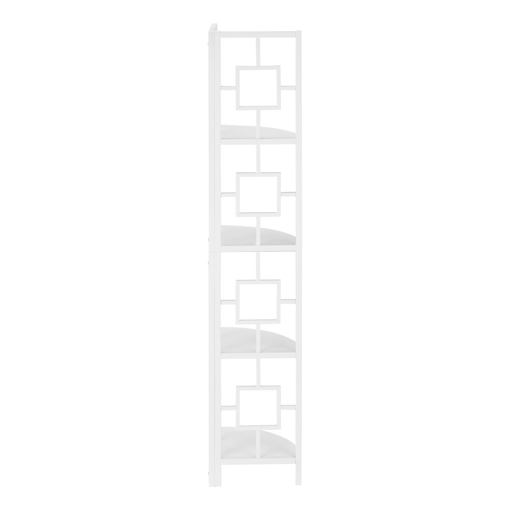 62" White Metal Corner Bookcase HomeRoots