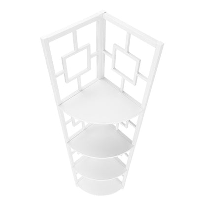62" White Metal Corner Bookcase HomeRoots
