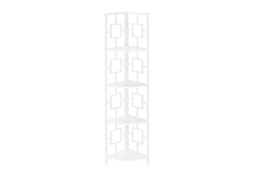 62" White Metal Corner Bookcase HomeRoots
