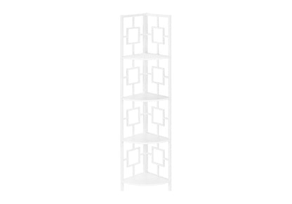 62" White Metal Corner Bookcase HomeRoots