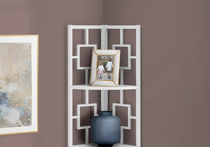 62" White Metal Corner Bookcase - FurniFindUSA