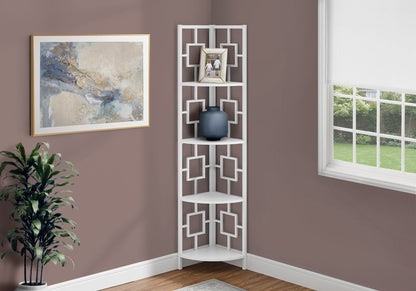 62" White Metal Corner Bookcase HomeRoots