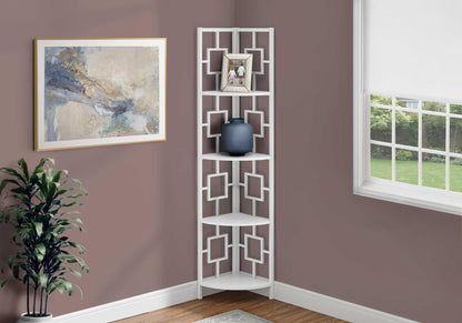 62" White Metal Corner Bookcase - FurniFindUSA