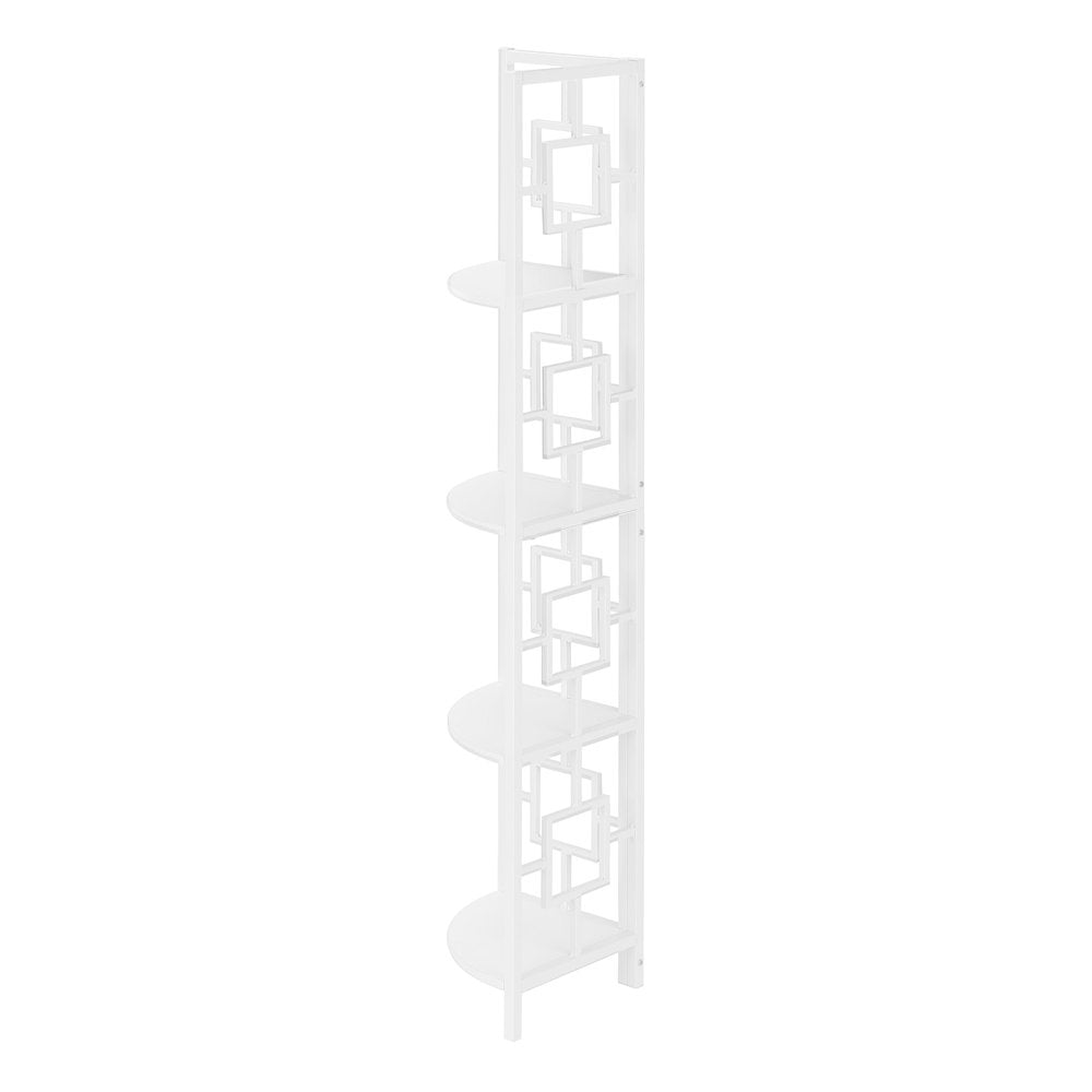 62" White Metal Corner Bookcase HomeRoots