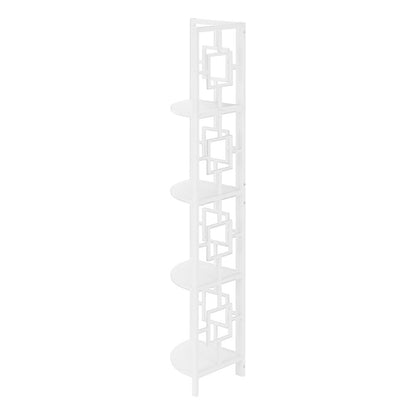 62" White Metal Corner Bookcase HomeRoots