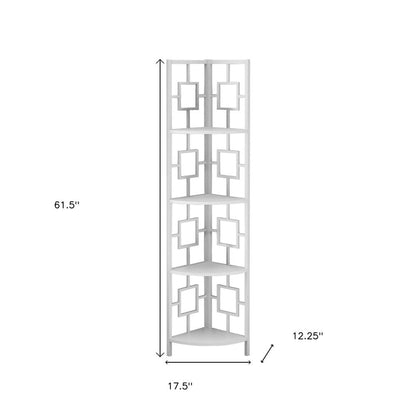 62" White Metal Corner Bookcase HomeRoots