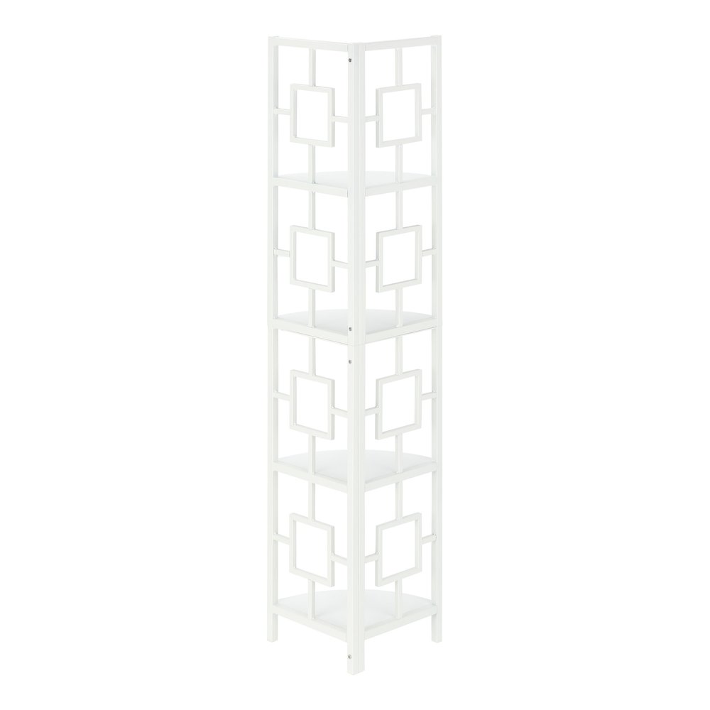 62" White Metal Corner Bookcase HomeRoots