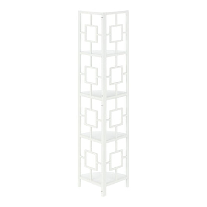 62" White Metal Corner Bookcase HomeRoots