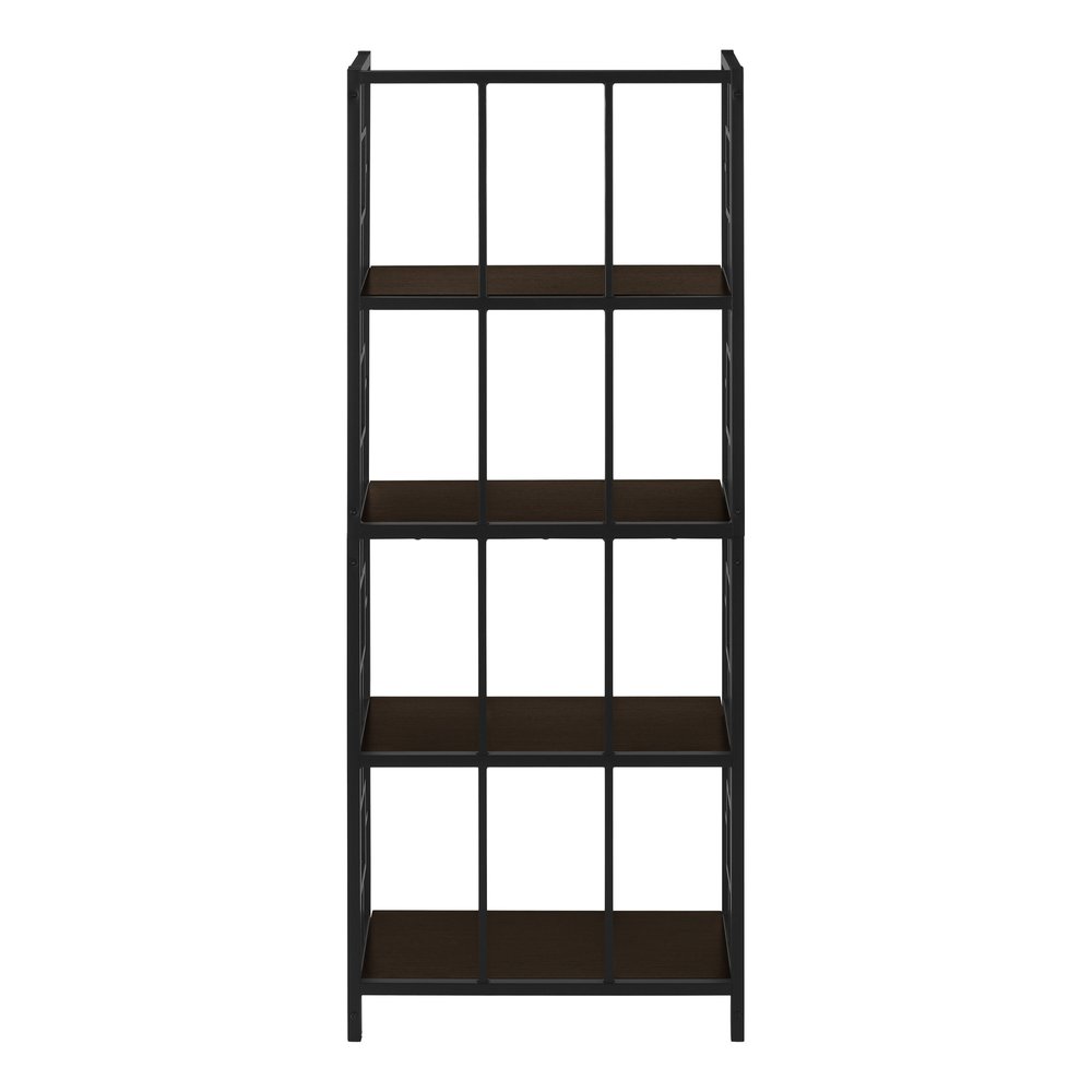 62" Espresso Metal Geometric Bookcase HomeRoots