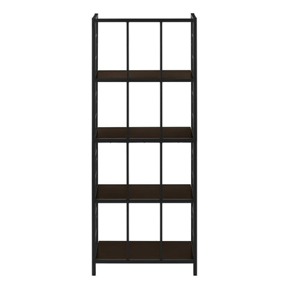 62" Espresso Metal Geometric Bookcase HomeRoots