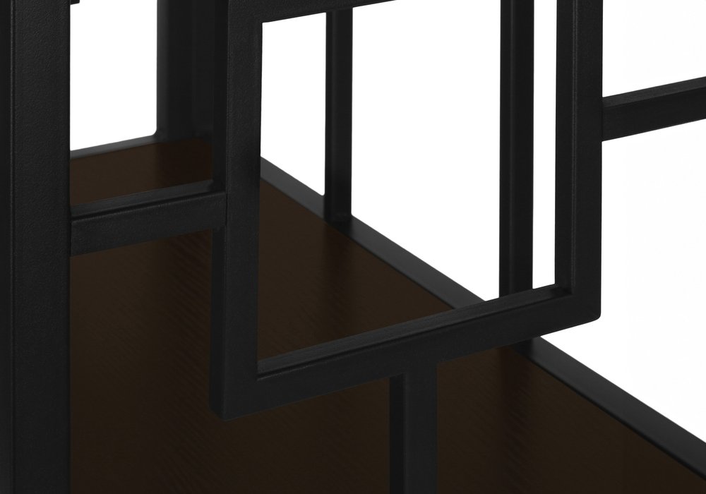 62" Espresso Metal Geometric Bookcase HomeRoots