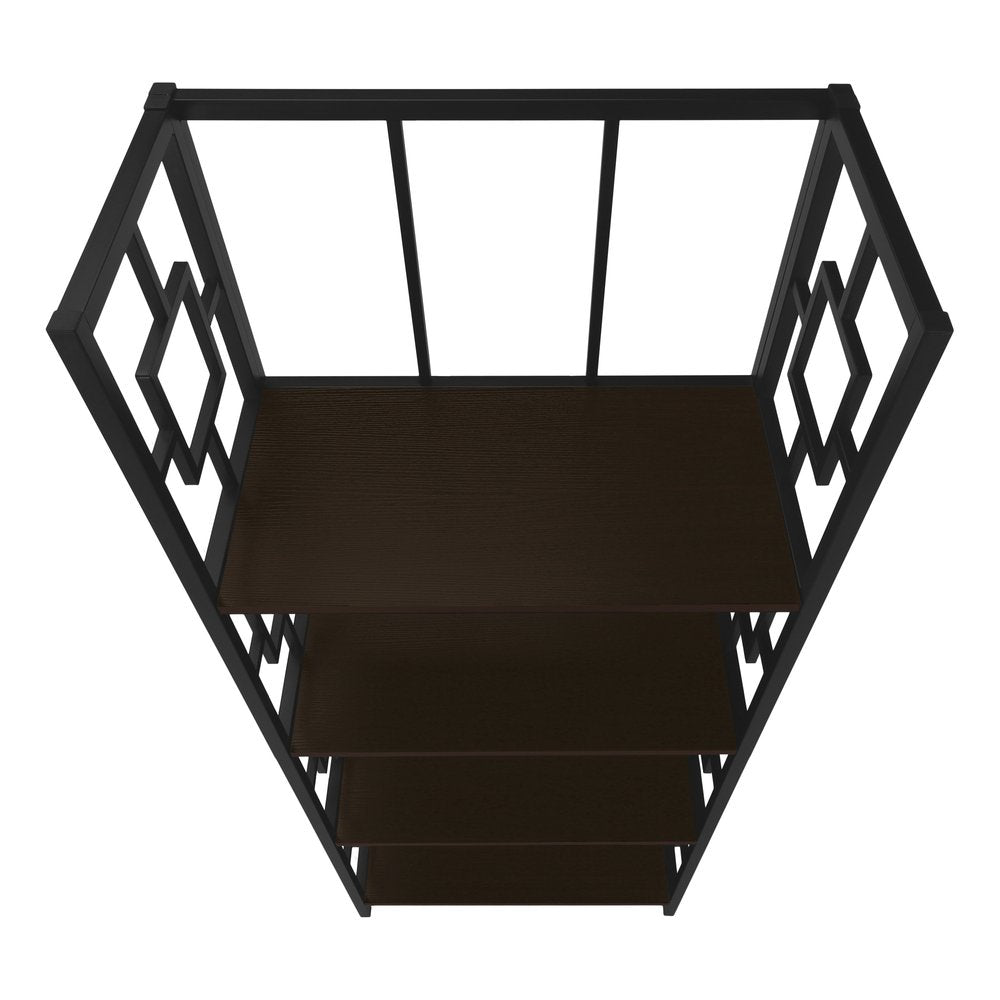 62" Espresso Metal Geometric Bookcase HomeRoots