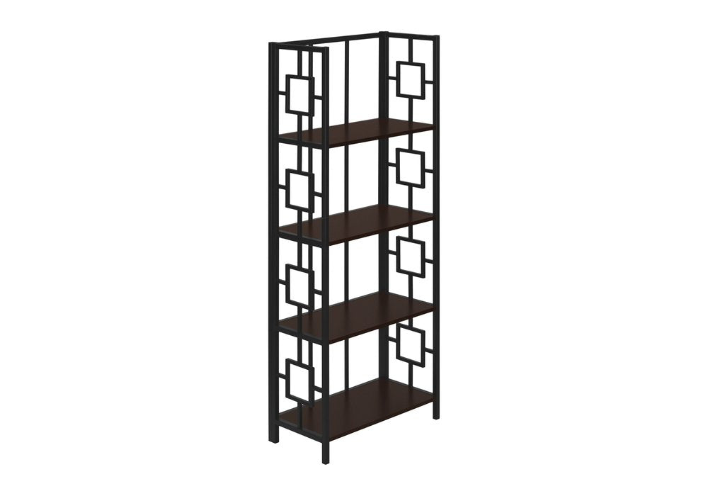 62" Espresso Metal Geometric Bookcase HomeRoots