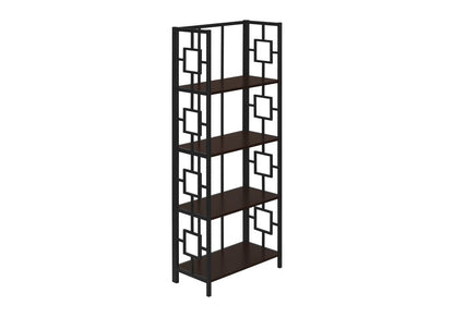 62" Espresso Metal Geometric Bookcase HomeRoots