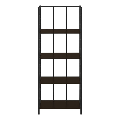 62" Espresso Metal Geometric Bookcase HomeRoots