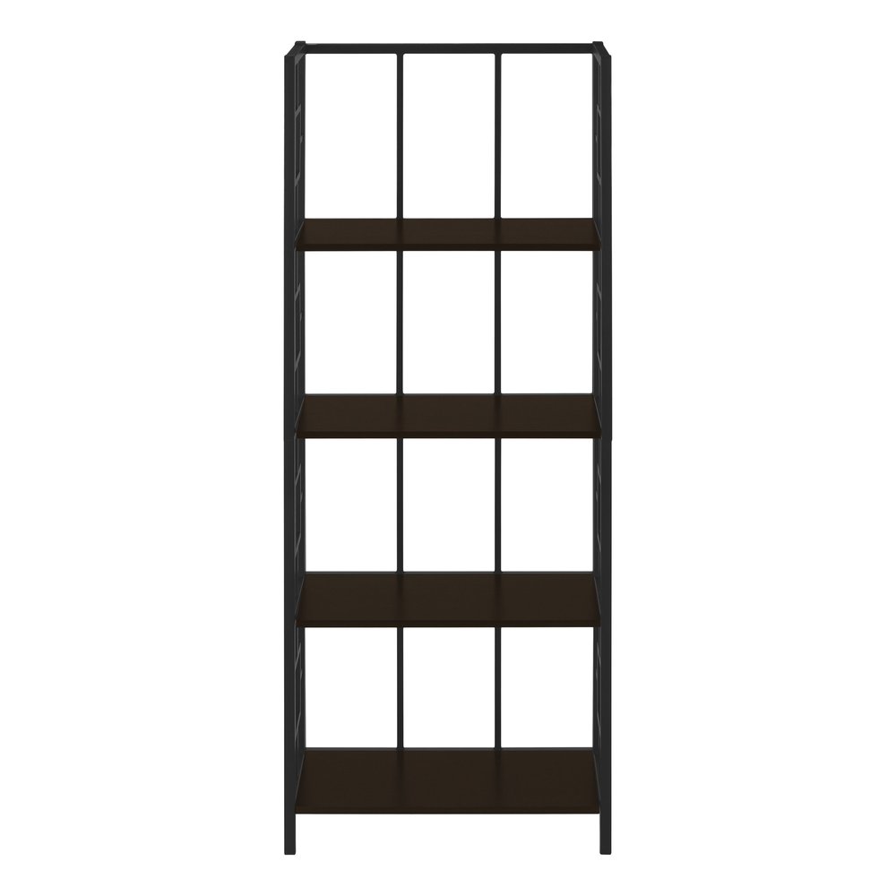 62" Espresso Metal Geometric Bookcase HomeRoots
