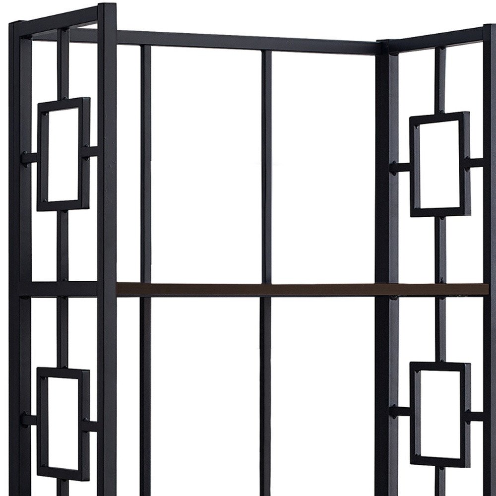 62" Espresso Metal Geometric Bookcase HomeRoots