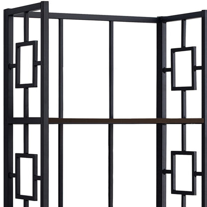 62" Espresso Metal Geometric Bookcase HomeRoots