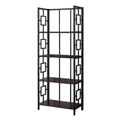 62" Espresso Metal Geometric Bookcase HomeRoots