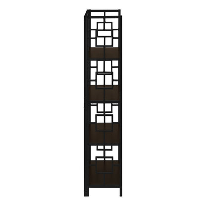 62" Espresso Metal Geometric Bookcase HomeRoots