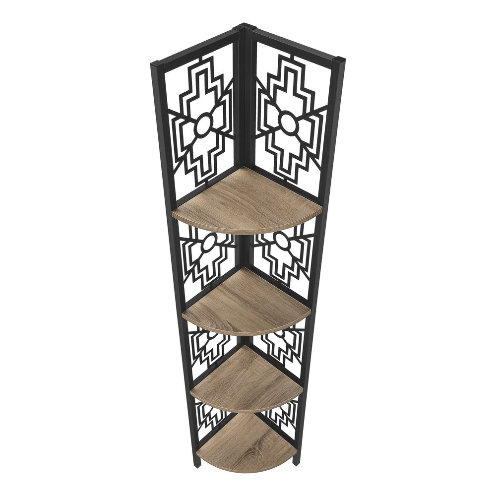 Taupe Metal Four Tier Corner Bookcase HomeRoots