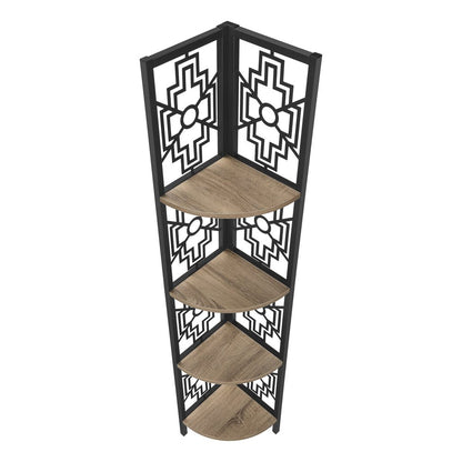 Taupe Metal Four Tier Corner Bookcase HomeRoots