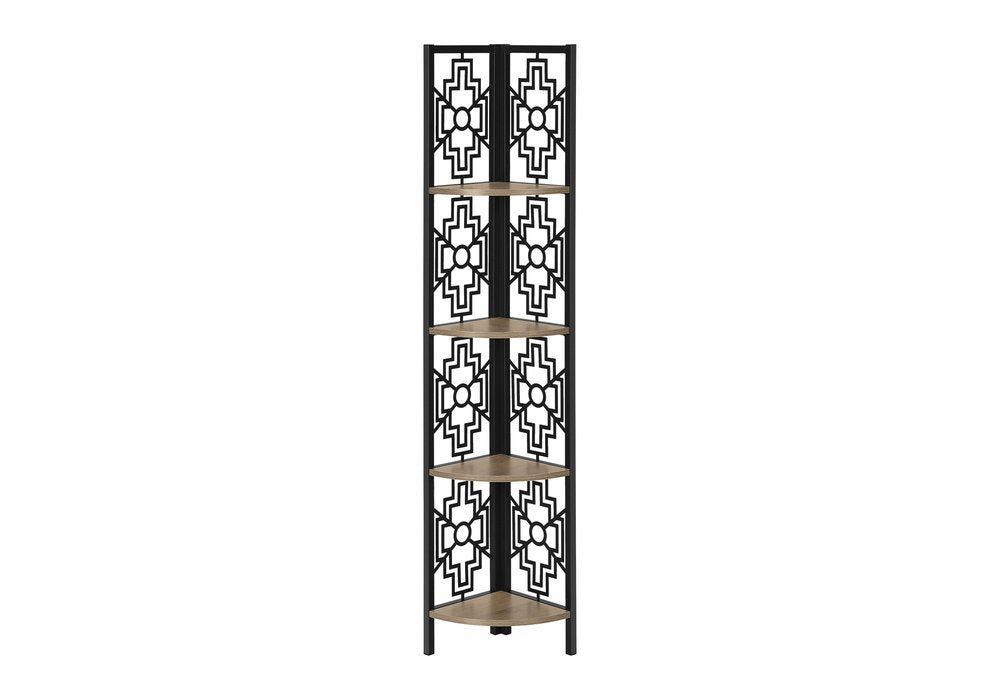Taupe Metal Four Tier Corner Bookcase HomeRoots