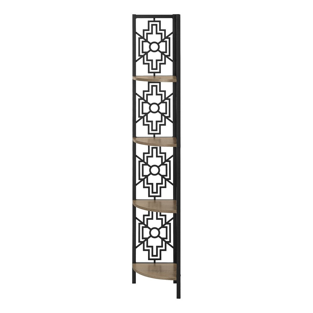 Taupe Metal Four Tier Corner Bookcase HomeRoots