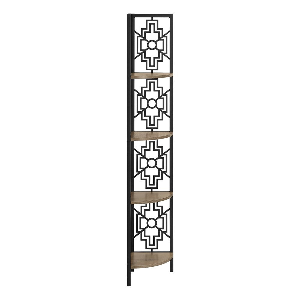 Taupe Metal Four Tier Corner Bookcase HomeRoots