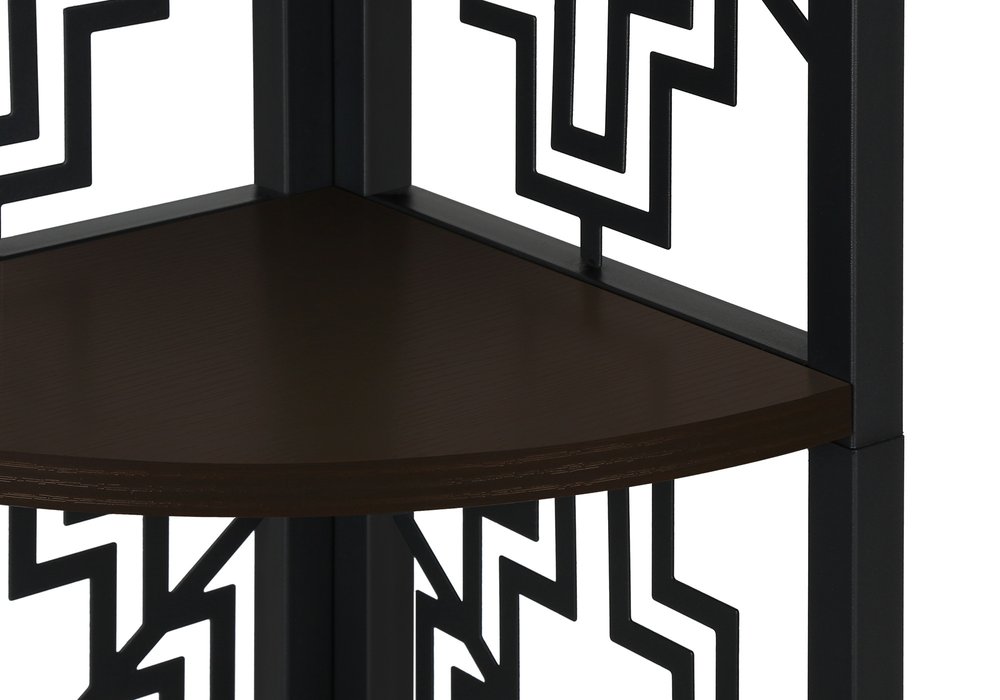 Espresso Metal Four Tier Corner Bookcase HomeRoots