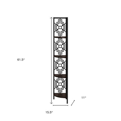 Espresso Metal Four Tier Corner Bookcase HomeRoots