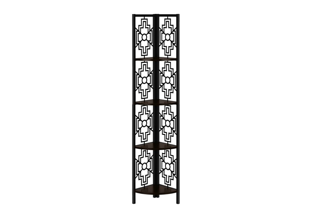 Espresso Metal Four Tier Corner Bookcase HomeRoots