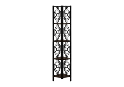 Espresso Metal Four Tier Corner Bookcase