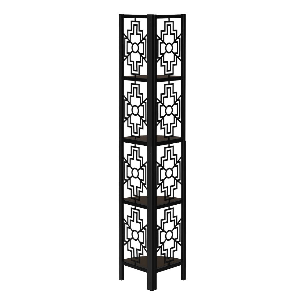 Espresso Metal Four Tier Corner Bookcase HomeRoots