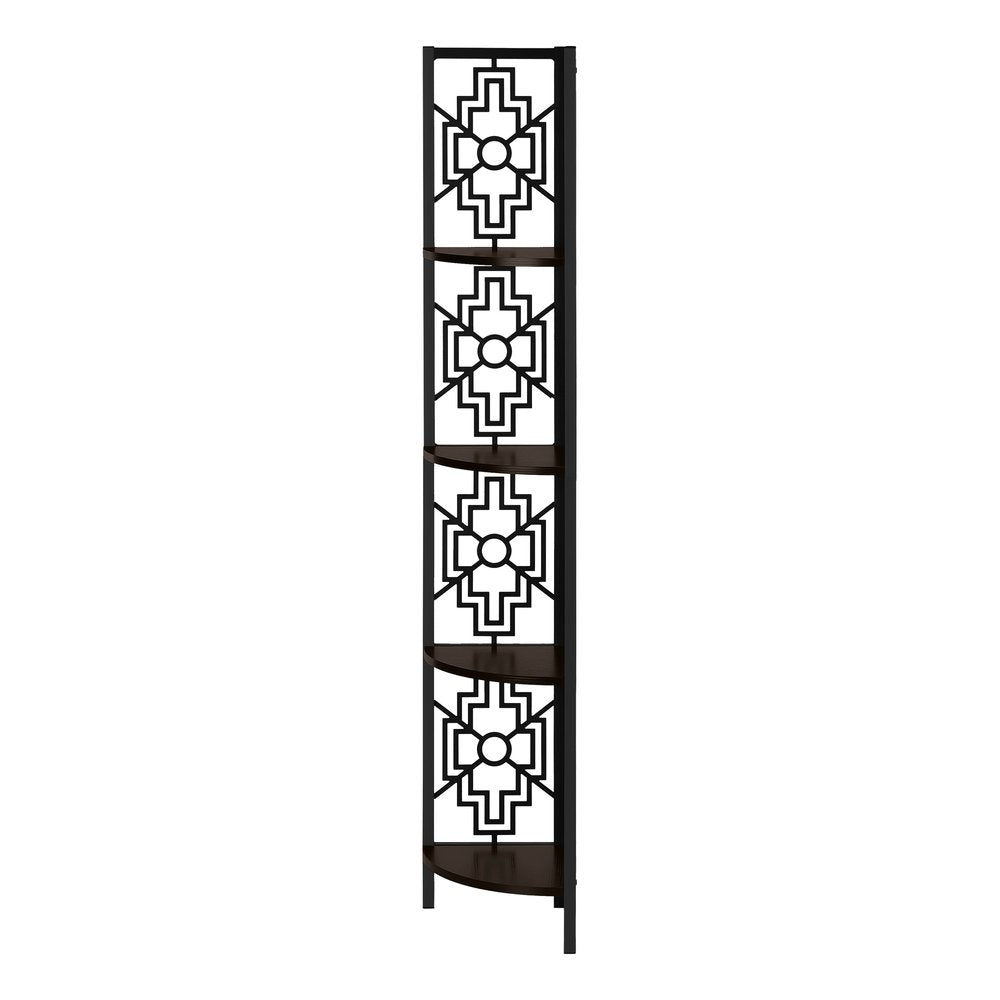 Espresso Metal Four Tier Corner Bookcase HomeRoots