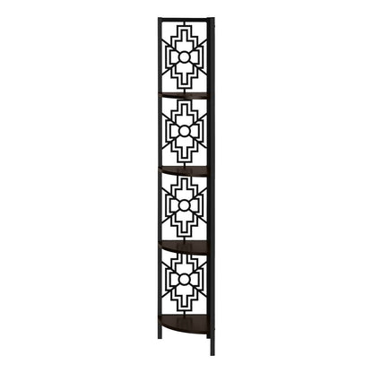 Espresso Metal Four Tier Corner Bookcase HomeRoots